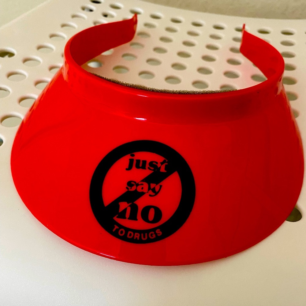 Kitschy late 80s/early 90s ‘Just say no’ campaign visor